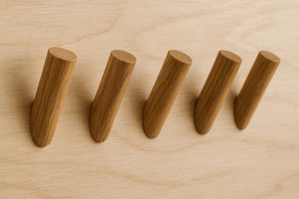 Wooden Coat Hooks Natural Oak Finish