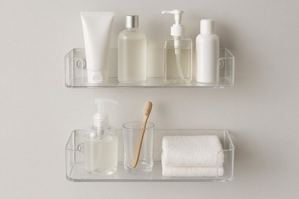 Acrylic Bathroom Shelf Set Transparent Design